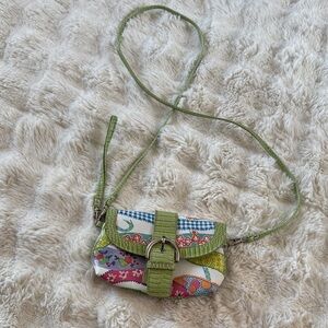 Vintage Sidney Love CdG 2004 Patchwork Crossbody Bag with Green Strap